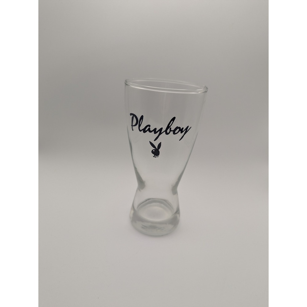 7" Playboy Bunny Dark Blue Logo Tall‎ Beer Glass Bar Drinkware Advertising